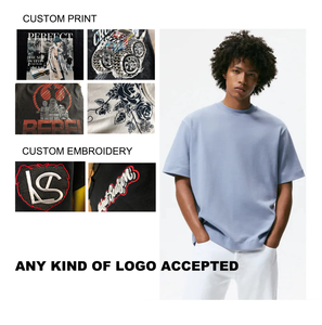 Camiseta Casual de Algodón 100% para Hombre, 300 Gramos, Cuello Redondo, Corte Ajustado, Hombros Caídos, Color Sólido - Product Image 6