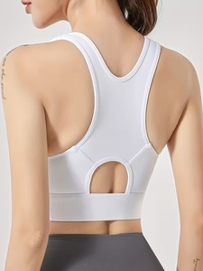Soutien-gorge de sport à col rond pour femme |   Soutien-gorge de sport anti-frottement à fermeture éclair |   Haut de sport de course à pied à performance élastique supérieure - Product Image 4