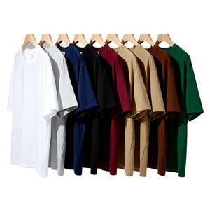 Camiseta Casual de Verano para Hombre, Cuello Redondo, Color Sólido, Corte Holgado, 220G, Algodón Peinado, con Logotipo Bordado Personalizado OEM, China Bangladesh - Product Image 1