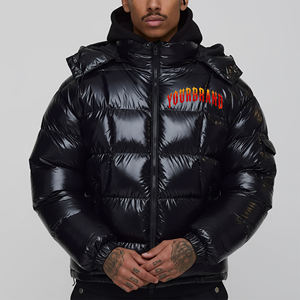 Veste matelassée personnalisée en polyester brillant 100% avec fermeture éclair imperméable, garnissage duvet d'oie, style hip-hop, pour l'hiver - Product Image 1