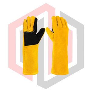 Guantes de Soldadura Tig Mig Amarillos con Palma Reforzada Negra, Antiestáticos, Resistentes a Desgarros, de Cuero, 16 Pulgadas, Sin Silicona, Guantes de Seguridad - Product Image 1