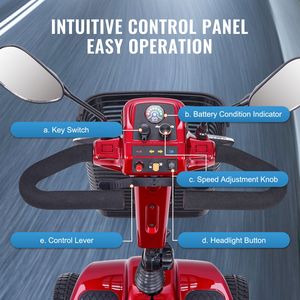 Scooter Eléctrico Plegable de Alta Resistencia con 4 Ruedas para Adultos y Personas Mayores, Alcance de 12 Millas, Scooter de Aluminio para Discapacitados - Product Image 6