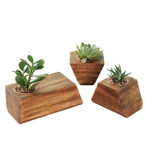Artisanat pot de fleurs en bois souhaitant bien jardinière arrière-cour décor de jardin créatif jardinières en bois écorce pots de fleurs jardin - Product Image 1