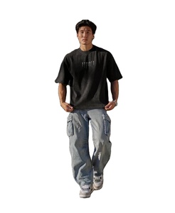 T-shirts pour hommes en coton 100% surdimensionnés rétro de haute qualité avec logo personnalisé imprimé, coupe ample, style streetwear, designs personnalisés, t-shirt à grammage élevé - Product Image 1