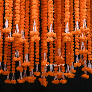 New Marigold Garlands With <b>lily</b> Short Hangings for Wedding Party Decorative <b>Artificial</b> Garlands Reusable Haldi Mehndi Garlands - Product Image 5