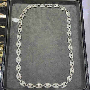 สร้อยคอแบบ Cuban Link สำหรับแร็ปเปอร์ฮิปฮอป เงินแท้ 925 ประดับเพชรโมอิสซาไนต์ งานวิบวับ เหมาะสำหรับงานปาร์ตี้ ของขวัญ ขายส่ง B2B - Product Image 1