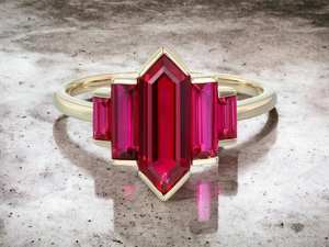 Bague de fiançailles classique hexagonale en rubis, argent sterling 925 plaqué or 14 carats, bague de mariage pour femme, cadeau de festival - Product Image 6