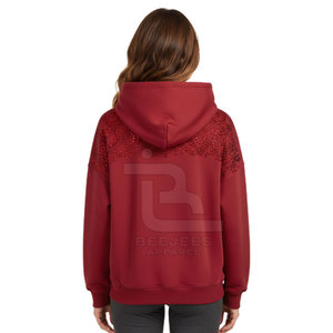 Sweat-shirts à capuche pour femmes avec strass, design personnalisé, haute qualité, basiques, couleur unie, grandes tailles - Product Image 5