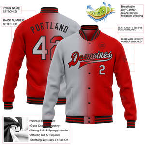แจ็คเก็ตทีม Letterman สไตล์เบสบอลแบบมีกระดุมแป๊ก สั่งทำได้ตามต้องการ พร้อมปักชื่อ หมายเลข และโลโก้  ขายดี  รับผลิตแบบ OEM ขายส่ง - Product Image 2
