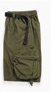 Pantalones Cortos Cargo Verde Oliva para Hombre, Cintura Media, con Cordón, de Lona de Algodón, Estilo Casual - Product Image 3