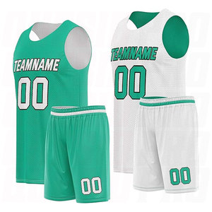 Conjunto de Uniforme de Baloncesto Personalizado con Nombre y Número, Camiseta y Pantalones Cortos para Jóvenes, Hombres y Mujeres, en Cian y Verde Oscuro - Product Image 1