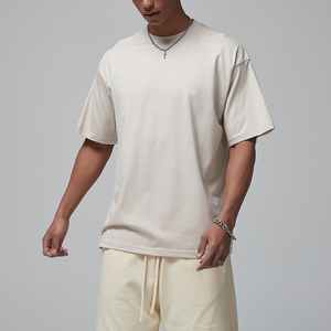 Camiseta de Hombre 2024 Personalizada, Manga Corta, 100% Algodón, Hombros Caídos, Color Sólido, Estilo Urbano, Estampado, 220g, Tejido de Punto - Product Image 2