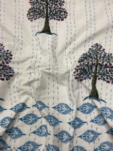 Silkgram Traditional Indian Cotton <b>Quilt</b> Floral Pattern Embroidered Hand Wash Eco-Friendly All-Season Home Decor <b>Throw</b> Rajasthan - Product Image 1