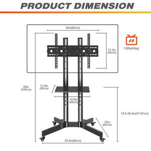 ล้อตั้งทีวี LCD แบบพกพาปรับได้ขนาด32-65นิ้วรถเข็นทีวี132lbs พื้นปรับระดับความสูงได้600*400มม. - Product Image 2