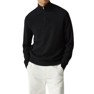 OEM ODM Sportswear Tee Men Stand Collar Half Zip Long Sleeve Top Tee Men Regular Fit Dark Charcoal Quarter Zip Long Sleeve Tee - Product Image 5