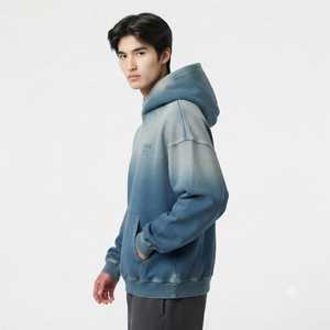 Sweat à capuche oversize pour homme effet délavé, épaules tombantes, style décontracté moderne, logo personnalisé, fabricant de marque privée, vente en gros, OEM, ODM - Product Image 3