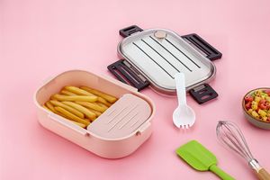 Lonchera Rectangular de Plástico con Tapa, Apilable, Libre de BPA, a Prueba de Fugas, 2 Compartimentos, de un Solo Nivel, para Niños, Tamaño M - Product Image 3