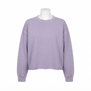 <b>Mens</b> Lavender Purple Crewneck Sweatshirt Oversized Casual Streetwear Raw Hem <b>Pullover</b> Top - Product Image 3
