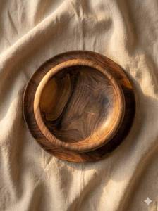 Bol à salade et à fruits en bois, finition naturelle, design vintage, forme ronde, bol en bois de qualité supérieure, bois d'acacia - Product Image 2