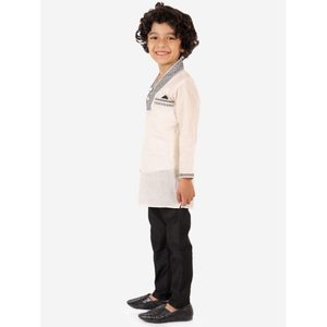Ensemble Kurta-avec-pyjama en polyester vert uni pour garçons, manches longues, ensembles de chemises pour hommes - Product Image 4