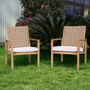 Set di 2 Sedie da Esterno Fatte a Mano per Patio, Terrazza e Giardino in Metallo con Cuscini Impermeabili - Product Image 2