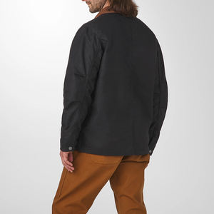 Veste en toile décontractée pour homme, manches longues, noire, automne-hiver, avec taille personnalisée et logo sur le devant - Product Image 2