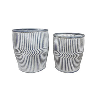 Pot de fleurs en métal galvanisé pour la décoration intérieure et extérieure, forme ronde, avec poignée en corde - Product Image 2