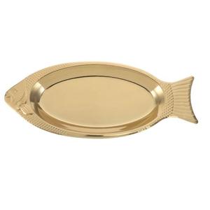 Plateau alimentaire en métal en forme de feuille d'ivoire ou dorée, finition mate durable, pour la restauration - Product Image 5