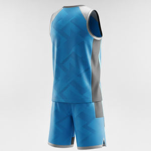 Maillot de basket-ball unisexe en gros pour hommes, 100 % polyester respirant, col en V, tissu maillé - Product Image 2