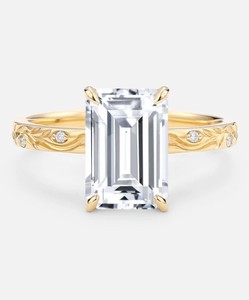 <b>Emerald</b> Cut Moissanite Bridal <b>Ring</b> in <b>Silver</b> Elegant Handmade Engagement <b>Ring</b> Luxury Gold Plated Anniversary Wedding Jewelry - Product Image 3