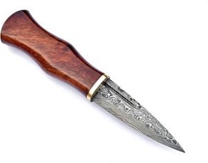 Cuchillo de Camping Personalizable con Punta de Acero de Damasco y Mango de Madera para Uso en Exteriores - Product Image 1