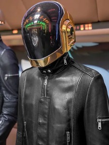 Men Futuristic Genuine Leather <b>Jacket</b> Cyberpunk Style <b>Biker</b> <b>Jacket</b> - Product Image 2