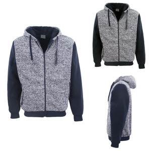 <b>Men</b>’s Two Tone Zip Up Hoodie Premium Melange Cotton Fleece <b>Jacket</b> Casual Streetwear Hooded Sweatshirt with Contrast Sleeves Soft - Product Image 1