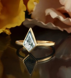 Anillo de compromiso vintage de plata de ley con engaste de ágata musgosa en forma de cometa, anillo de promesa nupcial único hecho a mano para fiesta de bodas - Product Image 3