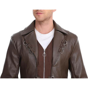 Fashion <b>Gothic</b> Coat Brown Long Punk <b>Jacket</b> Men's Faux Leather Motorcycle Coat Factory Wholesale 2026 - Product Image 5