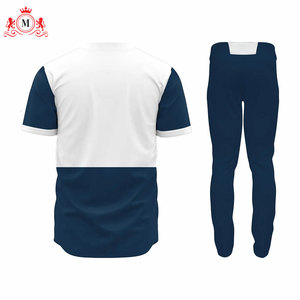เสื้อเบสบอลสีน้ำเงินและสีขาวสำหรับผู้ชายพร้อมกางเกงเข้าชุด ชุดยูนิฟอร์ม วัสดุโพลีเอสเตอร์ระบายอากาศได้ดีสำหรับผู้ใหญ่ - Product Image 4