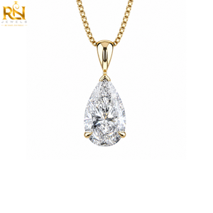Collier élégant en or massif 9K 14K 18K avec pendentif en forme de poire et diamant de laboratoire, bijoux fins pour femmes |   Designs de chaînes célestes - Product Image 1