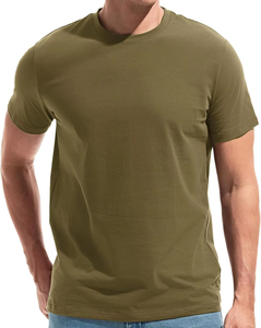 Camiseta de Cuello Redondo Lisa para Hombre, Tejido de Algodón Premium, Ajuste Cómodo, para Gimnasio, Uso Diario Informal, Fabricante OEM - Product Image 1