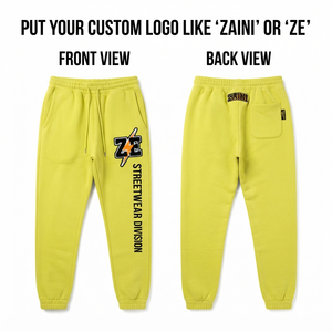 <b>Men</b> <b>Jogger</b> Pants 320 GSM Premium Cotton Fleece Yellow Streetwear Custom Embroidered Logo Elastic Waist <b>Cuffed</b> Fit Wear - Product Image 1