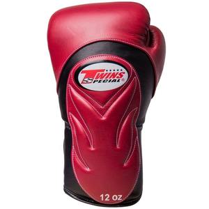 Nouvelles gants de boxe TWINS à manches longues, noir et rouge, en cuir premium, pour entraînement professionnel et sparring. - Product Image 2