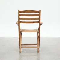 Chaise pliante Olin en teck moderne, finition couleur naturelle, mobilier d'extérieur, pieds coniques, structure en bois massif