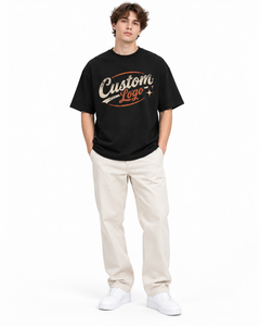 T-shirt Homme Oversize à Manches Courtes Col Rond Imprimé Décontracté Streetwear 100% Coton Jersey Respirant avec Logo Avant Haute Qualité - Product Image 2