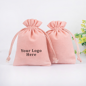 Bolsa de algodón con cordón y logotipo personalizado, color rosa, pequeña, para regalo, para joyería, reloj, gafas, organizador lindo y sostenible - Product Image 2