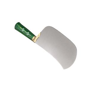 Couteau à viande robuste PK-MS, lame courbée argentée, manche en bois vert, embout doré, couteau de boucher professionnel - Product Image 5