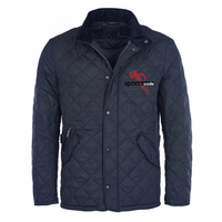Veste matelassée en toile écologique bleu marine pour homme SPORTS CODE, col montant, fermeture éclair sur le devant, manteau d'hiver décontracté