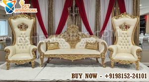 Maharaja Style Wedding <b>Sofa</b> Set With Chairs Dreamlike Modern White <b>Gold</b> King & Queen Loveseat <b>Sofa</b> Reasonable Price Australia - Product Image 5