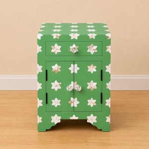 Modern Luxury Mother of Pearl Inlay <b>Green</b> <b>Bedside</b> Cabinet & Nightstand Bedroom Furniture for Home Customized Size - Product Image 1