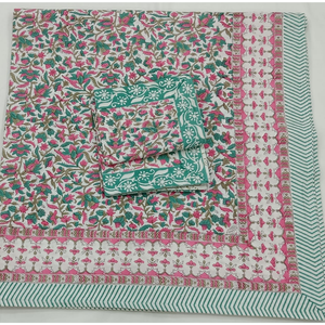 Parure de draps plats 3 pièces en coton 100% imprimé floral au bloc de couleur, 200 fils/cm², durable, doux pour la peau, non toxique, toutes saisons, pour la maison et l'hôtel - Product Image 1