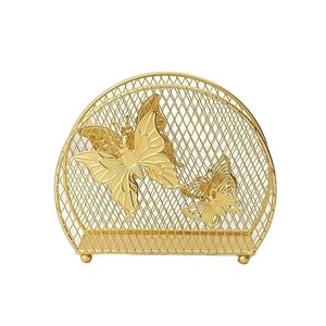 Porta Servilletas de Aluminio Dorado con Recubrimiento en Polvo, Diseño de Mariposa, Duradero, Contemporáneo, para Restaurantes y Fiestas, Colores Personalizables - Product Image 1