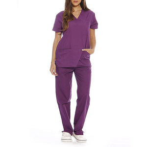 Ensemble d'uniformes médicaux de qualité supérieure pour hôpital, pantalon jogger, manches courtes, col en V, tenue médicale pour femme, logo personnalisable - Product Image 1